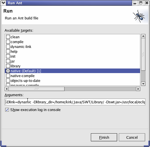 Figure 5. Ant Run dialog